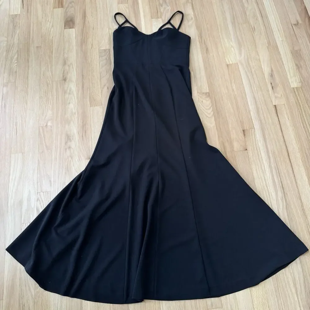 Vera Wang Lavender Formal Maxi Dress 8 Black LBD Y2K Goth Whimsigoth Polyester - Picture 9 of 14